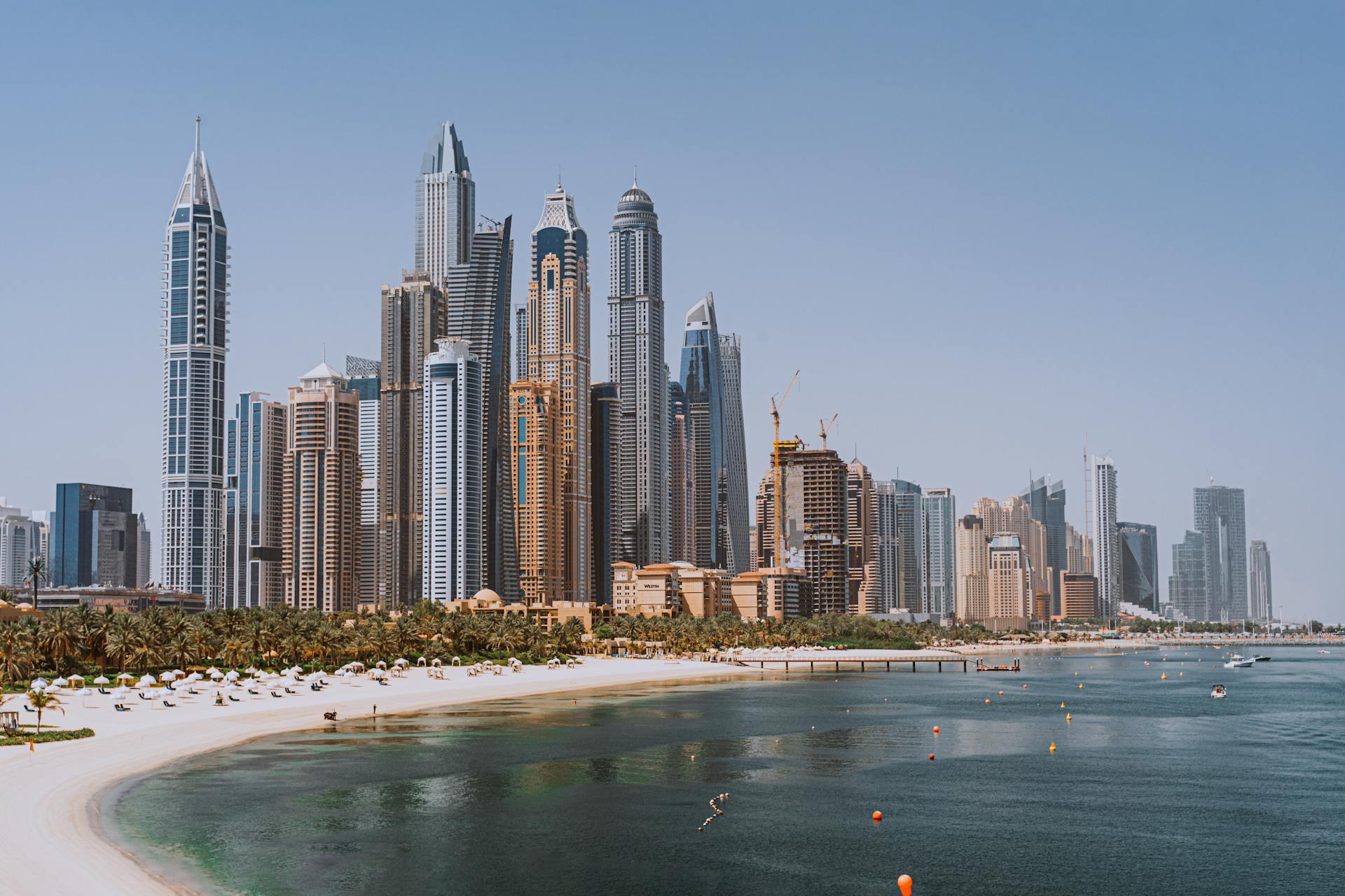 Beach and skyline of Dubai, UAE